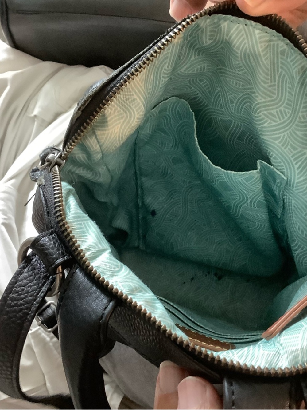 The Sak Black Leather Convertible Backpack Purse with Braided Trim - Picture 9 of 12
